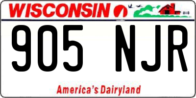 WI license plate 905NJR