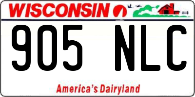 WI license plate 905NLC