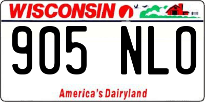 WI license plate 905NLO