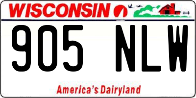 WI license plate 905NLW