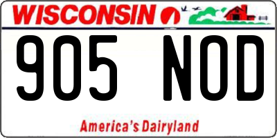 WI license plate 905NOD