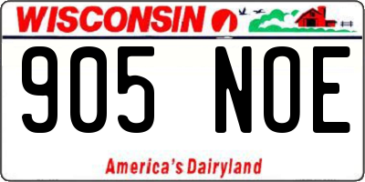 WI license plate 905NOE