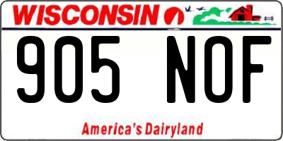 WI license plate 905NOF