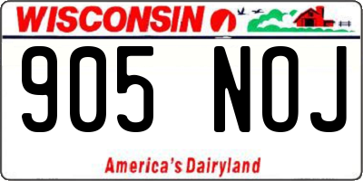 WI license plate 905NOJ