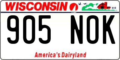 WI license plate 905NOK