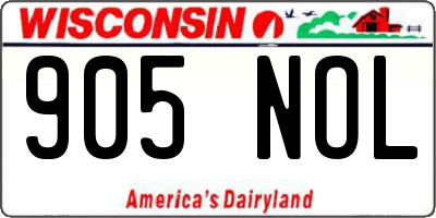 WI license plate 905NOL