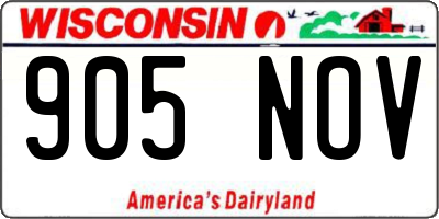 WI license plate 905NOV