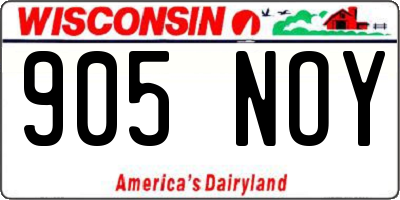 WI license plate 905NOY