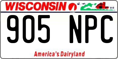 WI license plate 905NPC