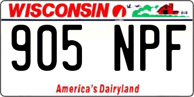 WI license plate 905NPF