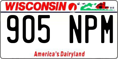 WI license plate 905NPM