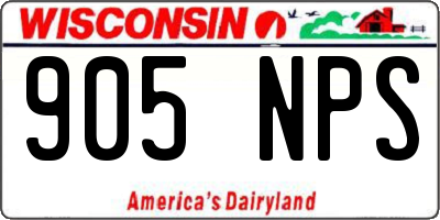 WI license plate 905NPS