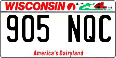 WI license plate 905NQC