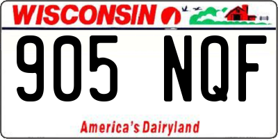 WI license plate 905NQF