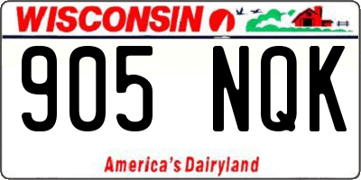 WI license plate 905NQK