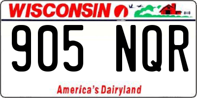 WI license plate 905NQR