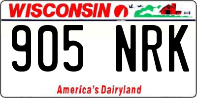 WI license plate 905NRK