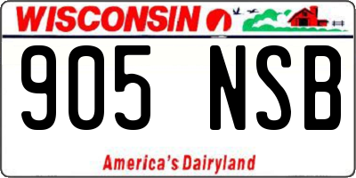 WI license plate 905NSB