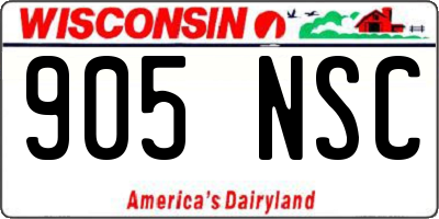 WI license plate 905NSC