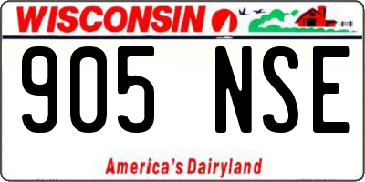 WI license plate 905NSE