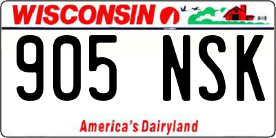 WI license plate 905NSK