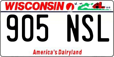 WI license plate 905NSL