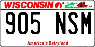 WI license plate 905NSM