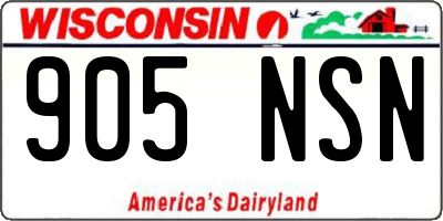 WI license plate 905NSN