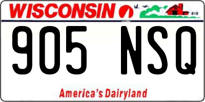 WI license plate 905NSQ