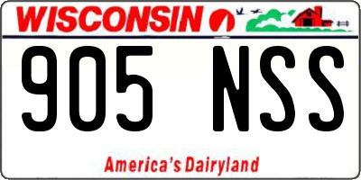 WI license plate 905NSS