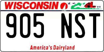 WI license plate 905NST