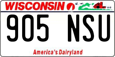 WI license plate 905NSU