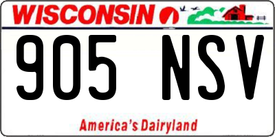 WI license plate 905NSV
