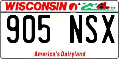 WI license plate 905NSX