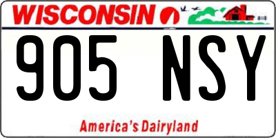 WI license plate 905NSY
