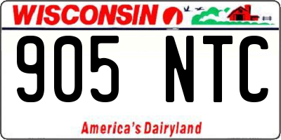 WI license plate 905NTC