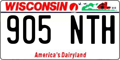 WI license plate 905NTH