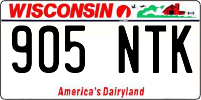 WI license plate 905NTK
