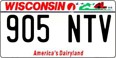 WI license plate 905NTV