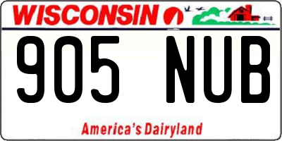 WI license plate 905NUB