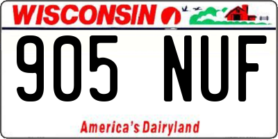 WI license plate 905NUF