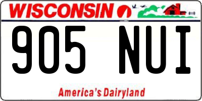 WI license plate 905NUI