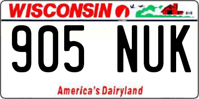 WI license plate 905NUK
