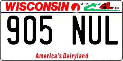 WI license plate 905NUL