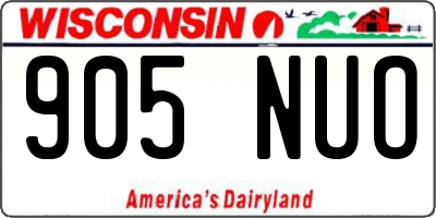 WI license plate 905NUO
