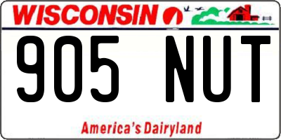 WI license plate 905NUT