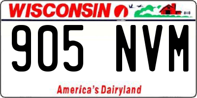 WI license plate 905NVM