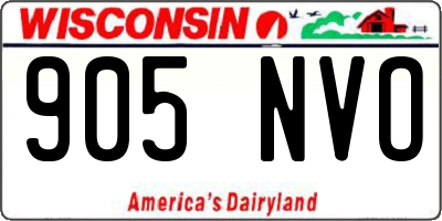 WI license plate 905NVO