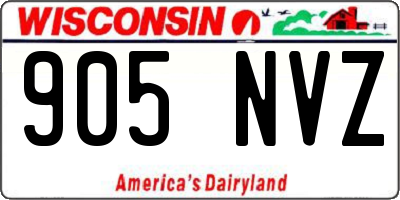 WI license plate 905NVZ