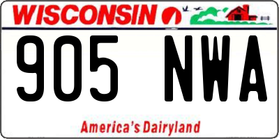 WI license plate 905NWA